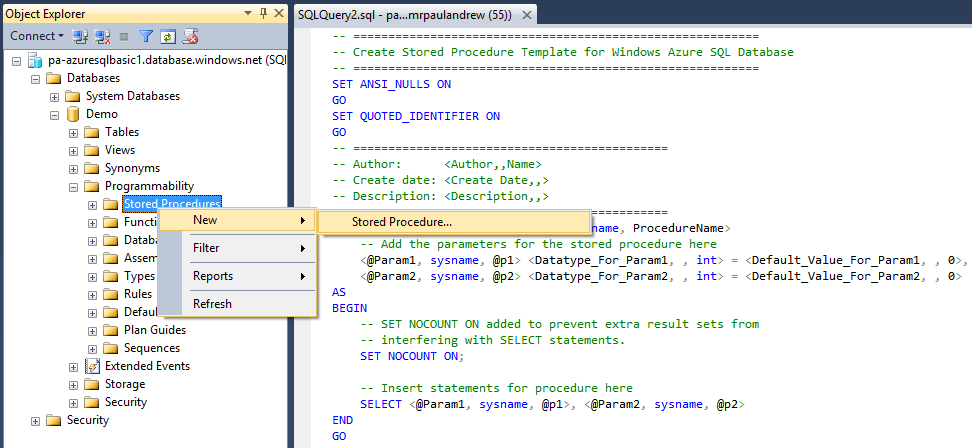 Modelo analítico en Azure SQL Database